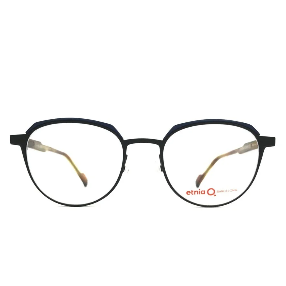 Etnia Barcelona Eyeglasses Frames MIKEL BKBL Black Blue Round Full Rim 50-19-145